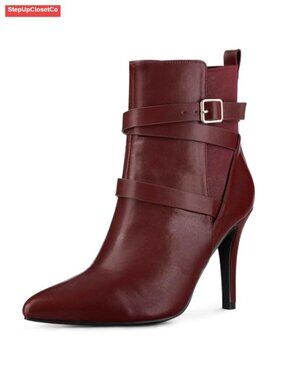 Faux Leather Pointy Toe Stiletto Heel Chelsea Ankle Boots